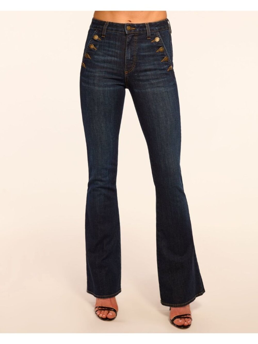 Ramy Brook Helena High Rise Flare Bootcut Sailor Jeans 26 Denim Blue Cotton